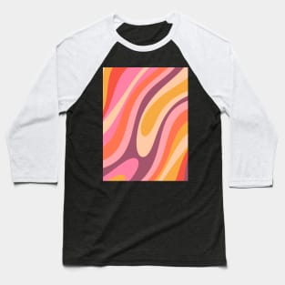 Wavy Loops Retro Abstract Pattern Pink Purple Orange Mustard Baseball T-Shirt